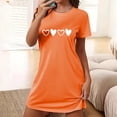 thumbnail image 2 of Chemises de Nuit Imprimées pour Femmes Manches Courtes T-Shirts de Nuit Vêtements de Nuit Décontractés Robe de Pyjama Imprimée Douce et Confortable Robe de Sommeil Classique Robes de Nuit Orange G, 2 of 5