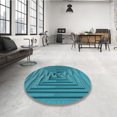 thumbnail image 4 of Ahgly Company Tapis d'Intérieur Lavable à la Machine, Carré, Transitionnel, Vert Sarcelle, Tapis de Zone, 4 Pieds Carré, 4 of 7