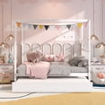 thumbnail image 4 of Gymax Full Size Canopy Bed with Trundle Wooden Platform Bed Frame Headboard White, 4 of 9