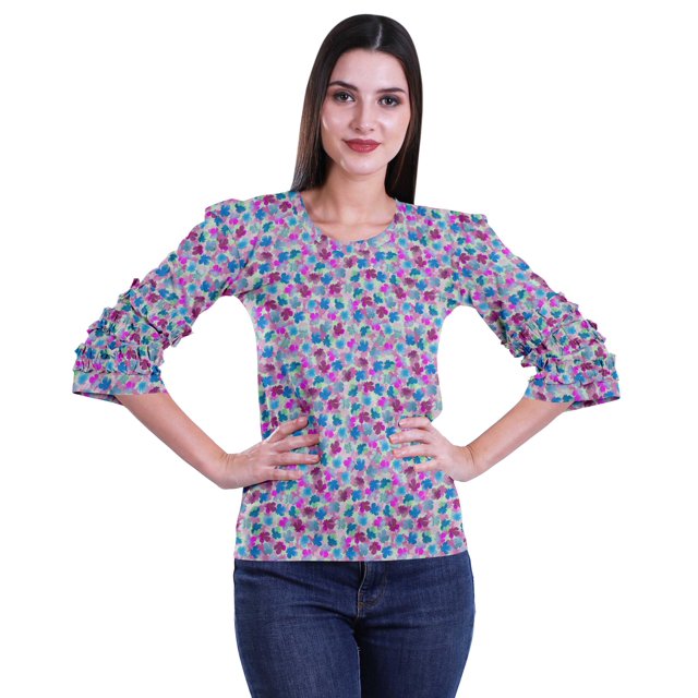Moomaya T-Shirts Décontractés pour Femmes en Coton Grande Taille à Manches 3 /4 à Col Rond