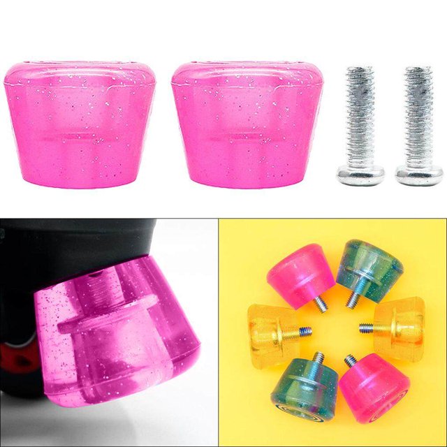 ziyahi 2x Patins en Ligne Freins à Roulettes Bloc Antidérapant Butée de Sécurité Rose