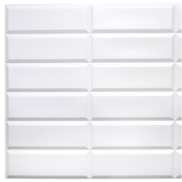 Dundee Deco's Stacked White Faux Tile PVC 3D Wall Panel, 3.1 ft X 1.6 ft, Interior Design Wall Paneling Decor Commercial and Residential Application, 4.9 sq. feet each