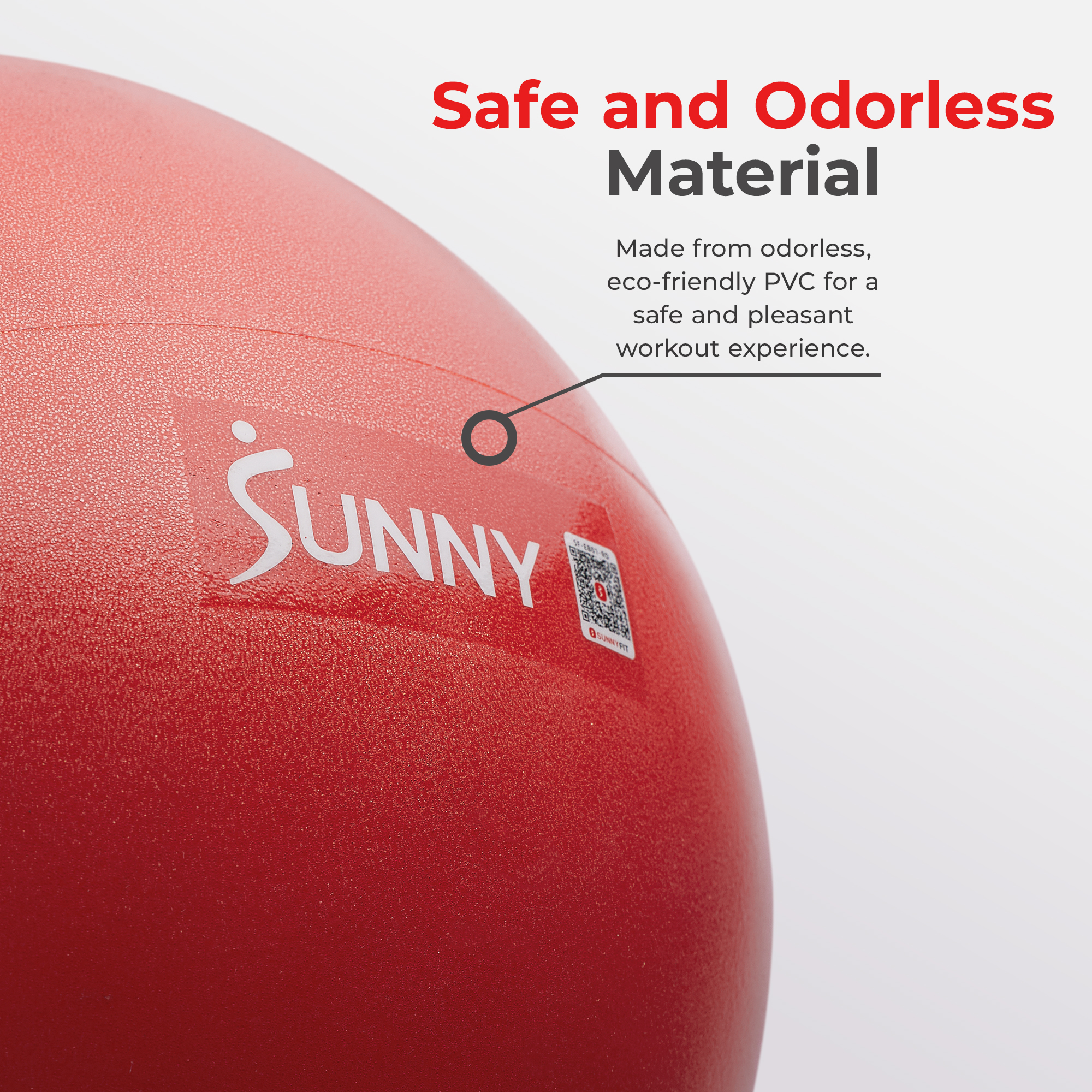 Mini balle d’exercice Sunny Health & Fitness 9", en PVC extra épais anti-explosion. Idéale pour yoga, Pilates, barre et kinésithérapie. Améliore tronc, équilibre et flexibilité. Antidérapante.