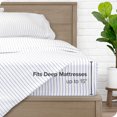 thumbnail image 4 of Bare Home Ultra-Soft Sheet Set - Premium 1800 Collection - Deep Pockets - 5-Pieces - Split King, Pinstripe - White/Marine, 4 of 7