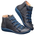thumbnail image 3 of DPTALR Chaussure Plate Décontractée pour Femme en Cuir Rétro à Lacets avec Fermeture Éclair Latérale à Bout Rond, 3 of 4