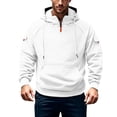 thumbnail image 1 of Lyrcatrment Mens Fleece Heavyweight Hoodies 1/4 Zip Drawstring Outdoor Sweatshirts with Multi Pockets, 1 of 7