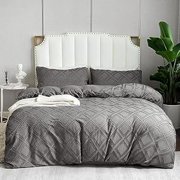 Apex Global Duvet Cover Full - 3 Piece - Microfiber Tufted Boho Textured Duvet Cover - Jacquard Rhombus Geometric Pattern with Corner Ties & Zipper Closure (Grey)…