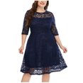 thumbnail image 2 of Robes d'Été Grande Taille pour Femmes 2024 Amples Décontractées à Col Rond Unies à Manches Trois Quarts Mi-Longues Robe Taille Économisez jusqu'à 65 % de Rabais!, 2 of 7
