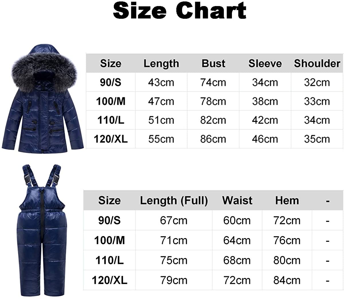 Kids Winter Puffer Jacket and Snow Pants 2-Piece Snowsuit Skisuit Set