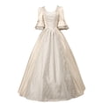 thumbnail image 1 of Huanglei Robe pour Femme Style Rétro Couleur Unie Manches Trompette Longue Robe de Princesse, 1 of 5