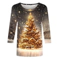 thumbnail image 4 of RKSTN Chemisiers pour Femmes T-Shirts Mode pour Femmes Décontractés Col Rond Manches 3/4 T-Shirt Ample Chemisiers pour Dames Chemises Chemisiers pour Femmes Chic Décontracté, 4 of 5