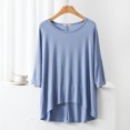 thumbnail image 1 of AherBiu T-Shirts pour Femmes à Col Rond, T-Shirts de Pyjama Amples, Été, Légers, Doux, Tunique à Manches Courtes, Hauts, Couleur Unie, 1 of 3