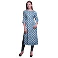 thumbnail image 1 of Bimba Robe Kurti Longue Imprimée Tunique Droite Manches 3/4 Robes pour Femmes Haut, 1 of 6