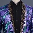 thumbnail image 4 of TIMIFIS Mens Shiny Sequin Blazer Dinner Prom Wedding One Button Suit Jacket Lapel Dress Blazer, 4 of 7