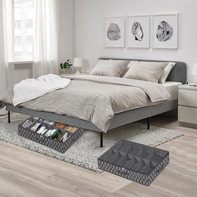 SuoKom Boîte de Rangement pour Chaussures sous le Lit Boîte de Rangement Transparente Pliable Sac de Rangement en Tissu Non Tissé