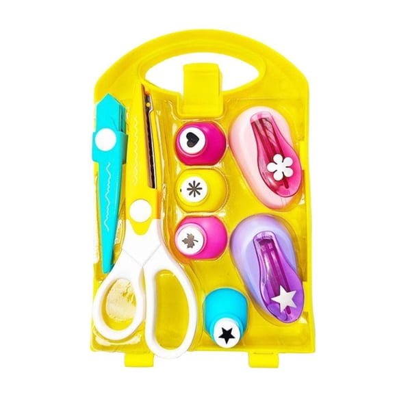 Kids Paper Hole Punch Set – 6 Shape Punches with Safety Scissors & Storage Box, DIY Craft Tool for 3+ Years, Eco-Friendly, Fine Motor Skills, Creative Art Supplies