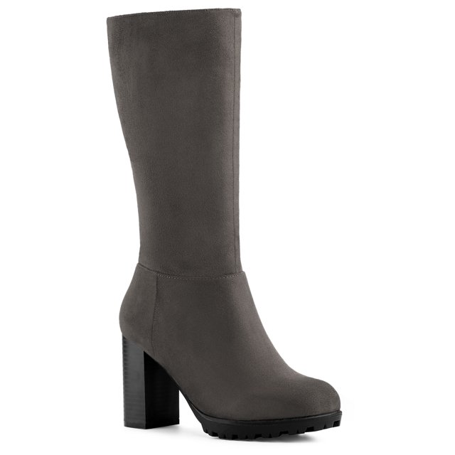 Unique Bargains Women's Mid-calf Block Heel Boots