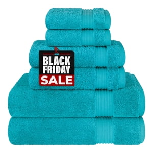 Cotton Paradise 6 Ensemble de serviettes pour salle de bain, 100% Turquie Cotton Absorbant doux, 2 Serviettes de bain 2 Serviettes à main 2 Lavables, Aqua Blue