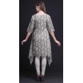 thumbnail image 3 of Bimba Kurti Asymétrique Gris à Imprimé Feuilles au Pochoir pour Femmes, Robe d'Été Indienne Tunique, XX-Grand, 3 of 6