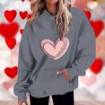 thumbnail image 2 of Plebaso Sweat à Capuche Imprimé Cœur pour Femmes, Manches Longues, Pull Ample avec Poches, 2 of 5