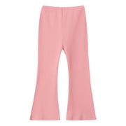 HNMKIU Stylish Girls Pants Comfortable Elastic Waist Casual Bottoms Ruffled Flare Trousers for Kids Fashionable Everyday Wear