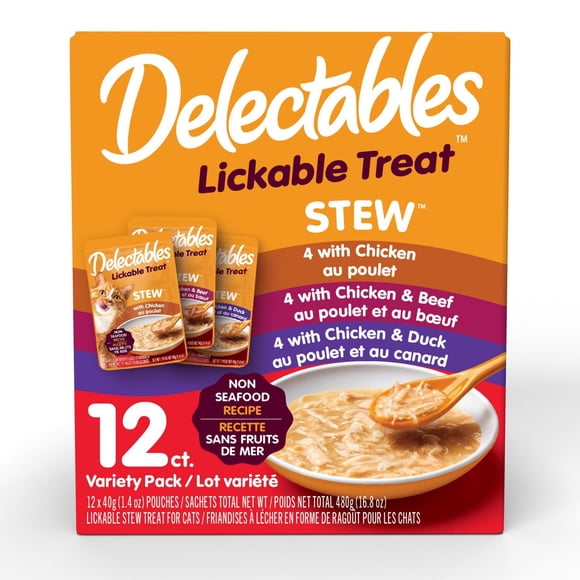 Delectables Lickable Treat Stew Non Seafood Variety 12 Pack for Cats