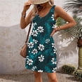 thumbnail image 4 of Ovzne Robes d'Été pour Femmes Robe pour Femme Mode d'Été pour Femmes Plage Poche Imprimé Sans Manches Robe à Col en V Robe de Printemps Imprimée Liquidation, 4 of 7