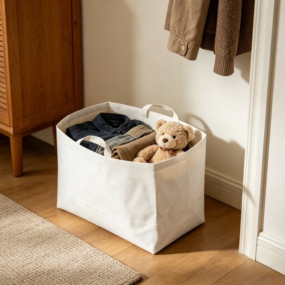Amzcrzy Sac en Toile Sacs de Rangement en Toile Sac Organisateur Pliable pour Vêtements avec Poignées pour Jouets Couvertures Malles de Rangement pour Vêtements et Sac Rangement et Organisation Rangement pour la Maison