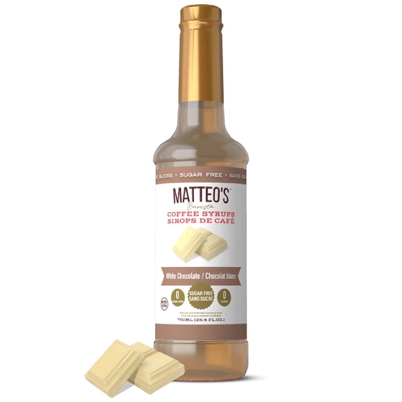 Sirop Aromatisant Sans Sucre, Chocolat Blanc, Délicieux Sirop de Café, 0 Calories, 0 Sucre, Compatible Keto (750mL, Bouteille Unique)