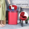 thumbnail image 2 of FDW 13 Gallon (50L) Automatic Sensor Garbage Can, Touchless Kitchen Trash Bin with Lid for Home Office & Bedroom, Stainless Steel, Red, 2 of 7