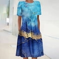 thumbnail image 1 of Robes Maxi pour Femmes Été Bohème Imprimé Manches Courtes Robe de Plage Robe Longueur Genou Robe Manches Courtes en Liquidation, 1 of 5