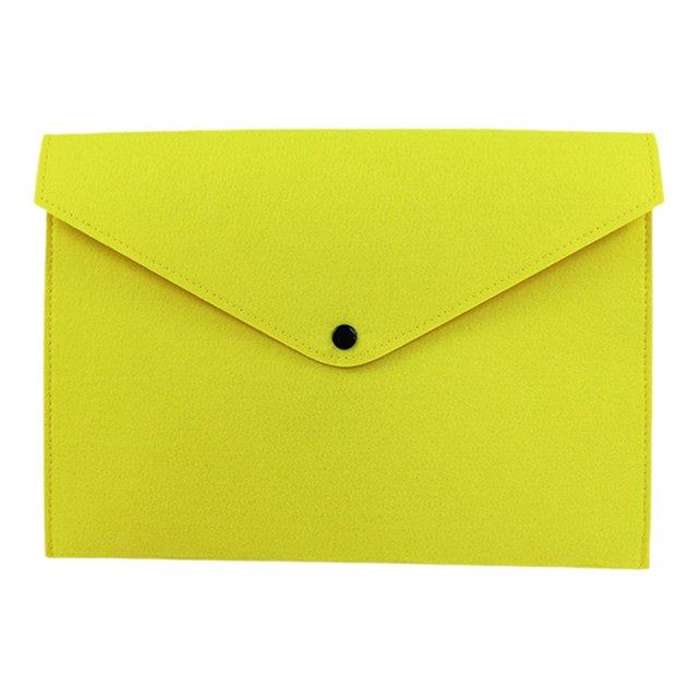 ZTTD Felt File Folder, Durable Briefcase, Document Bag, Paper File Folders, Portfolio Case, Letter Envelope, Handbag Button Closure, for Office Home S-chool Stationery (Z06-Yellow)