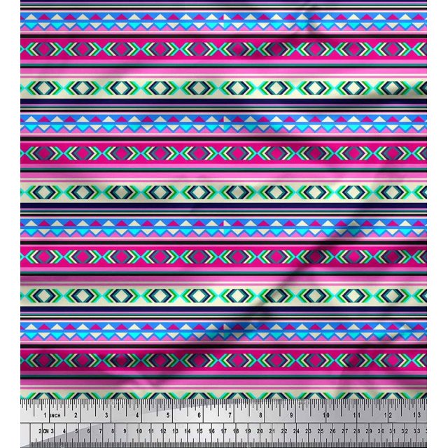 Soimoi Rayon Crepe Fabric Aztec Geometric Fabric Prints By Yard 46 Inch Wide