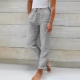 thumbnail image 2 of Womens Casual Pants High Waisted Wide Leg Solid Color Linen Joggers Slacks for Women Grey S, 2 of 5