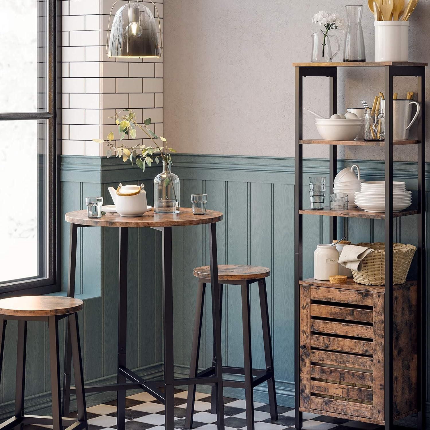 Boutique Home Industrial Ensemble de 2 tabourets de bar avec structure en acier robuste en marron et noir