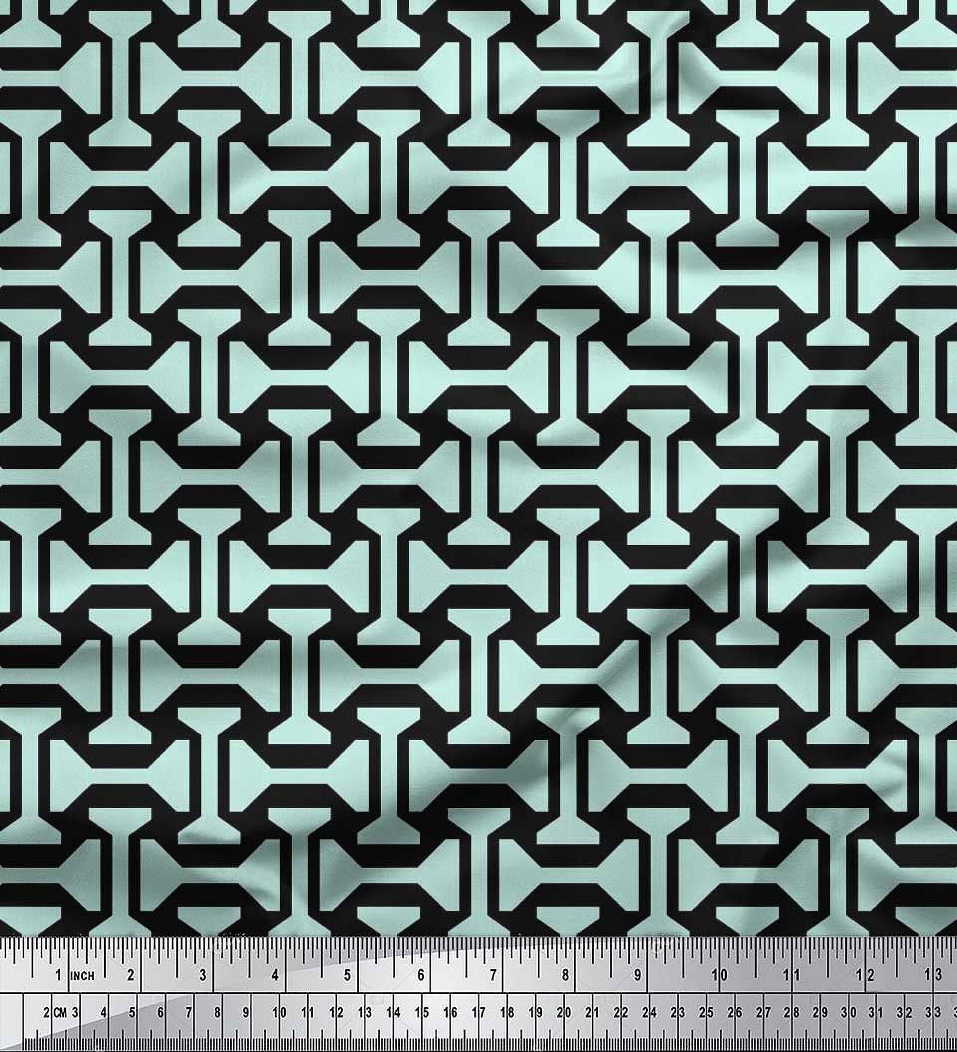 Soimoi Satin Silk Fabric Geometric Abstract Print Fabric by The Yard 42 Inch Wide