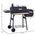 thumbnail image 3 of Outsunny Barbecue au Charbon de Bois Portatif en Acier de 48 Pouces pour Cour Arrière et Fumoir Déporté Combiné avec Roues, 3 of 5