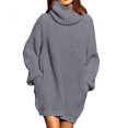 thumbnail image 1 of Women's Loose Oversize Turtleneck Wool Long Pullover Sweater Dress, 1 of 6