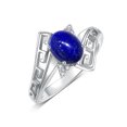 thumbnail image 3 of RYLOS Rings for Women Sterling Silver Greek Key Designer Ring 9X7MM Gemstone & Diamond Ring September Lapis Jewelry Size 6, 3 of 7