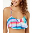 thumbnail image 1 of Hula Honey Junior’s Flounce Cross-Back Bralette Top Swimsuits, Flying Colors Printed, Large, 1 of 2