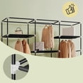 thumbnail image 3 of LEDREM Portable Closet, Fabric Wardrobe with 4 Hanging Rods, Clothes Rack with Shelves & Side Pockets, Large Capacity, Space-Saving, Black, 3 of 5