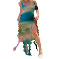 thumbnail image 1 of MesaSe Women‘s Summer Tank Dress  Sleeveless Square Neck Irregular Ruffle Hem Long Dress, 1 of 2