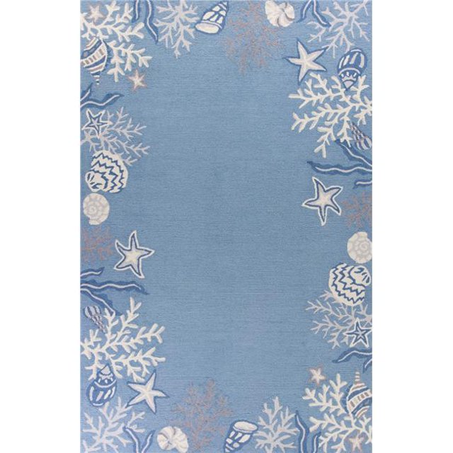 HomeRoots 353393 27 x 45 in. Polyester Sea Blue Area Rug