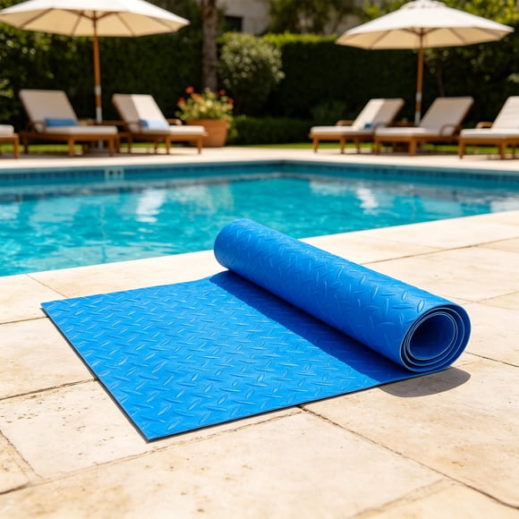 Liquidation Aujourd'hui! Tapis d'Échelle de Piscine Bleu Non Flottant en PVC, Coussinet de Marche