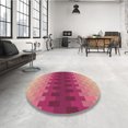 thumbnail image 4 of Ahgly Company Tapis Rond Lavable en Machine Intérieur Transitionnel Rouge Framboise, 3 Pieds Rond, 4 of 7