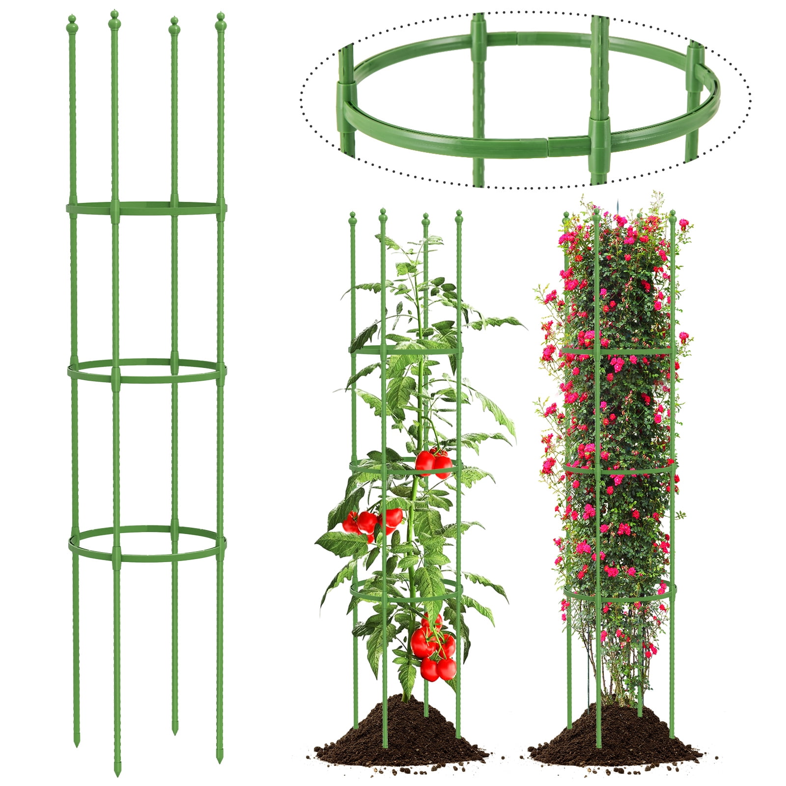 Costway Lot de 2 Treillis de Jardin 57 Pouces Support pour Plantes et Cages à Tomates avec Hauteur Réglable