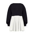 thumbnail image 3 of Womens Oversized Sweatshirt Dress Long Flowy Patchwork Pullover Tops Cute Drop Shoulder Sweatshirts Fall Long Sleeve Mini Dress Teen Girls Crewneck Solid Tunic Pleated Loose Clothing Beig, 3 of 4