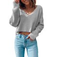 thumbnail image 1 of RKSTN Sweaters for Women Solid Color Casual Long-Sleeved V-neck Pullover Sweater Fall Sweaters, 1 of 4