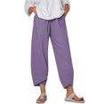 thumbnail image 1 of Innerwin Palazzo Pant High Waist Ladies Harem Pants Beach Solid Color Boho Trousers Purple 2XL, 1 of 3