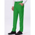 thumbnail image 2 of INSPIRE CHIC Pantalon Habillé pour Homme à devant Plat, Coupe Droite, Uni, 30 Vert Foncé, 2 of 6